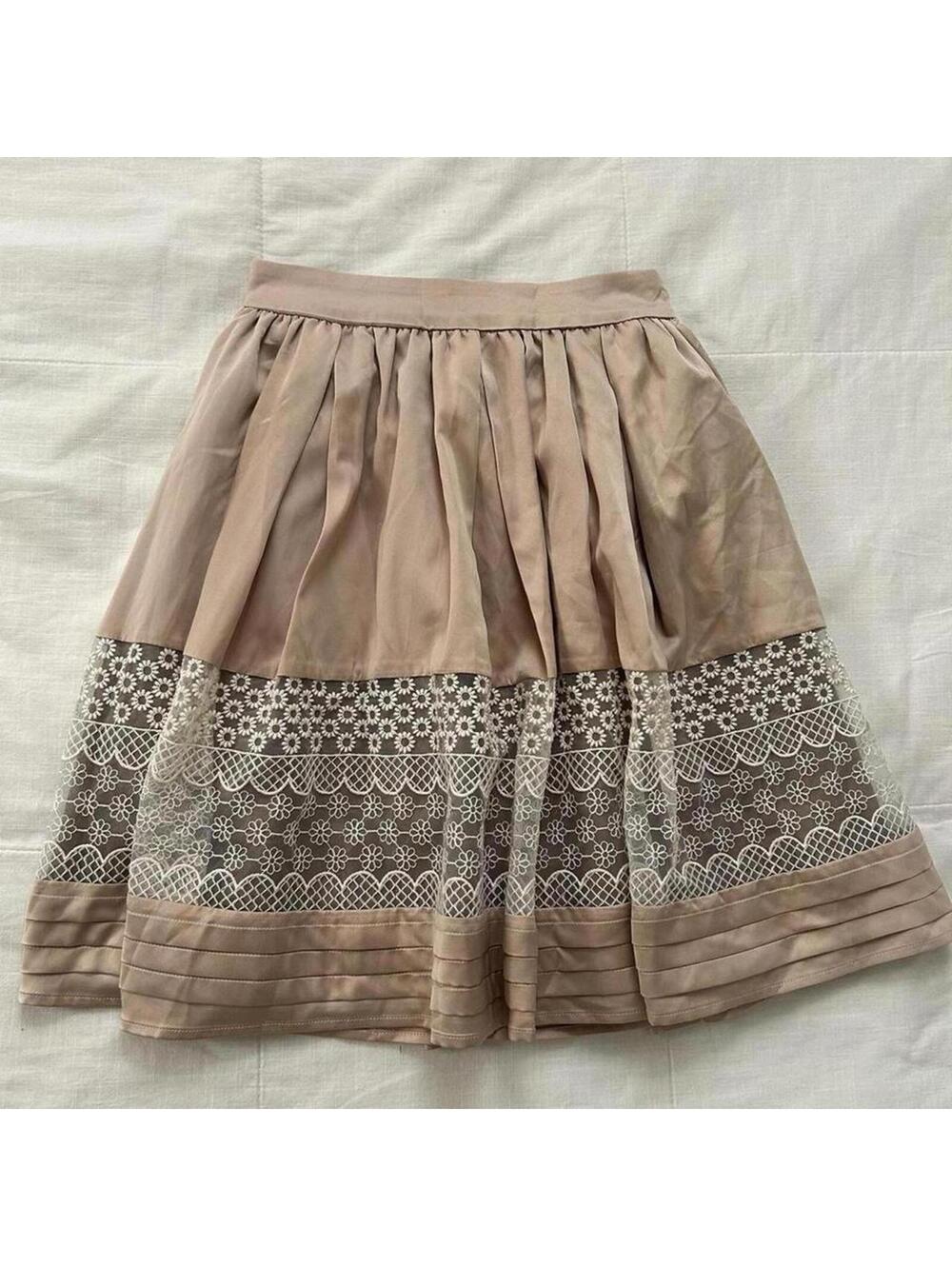 Axes Femme Baby Pink Lace Insert Elastic Waist Skirt Coquette Medium